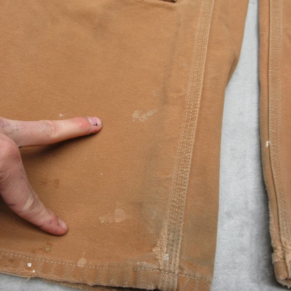 Carhartt Pants Mens 33x29 Brown‎ Canvas Duck Loose Fit Double Knee Work USA READ